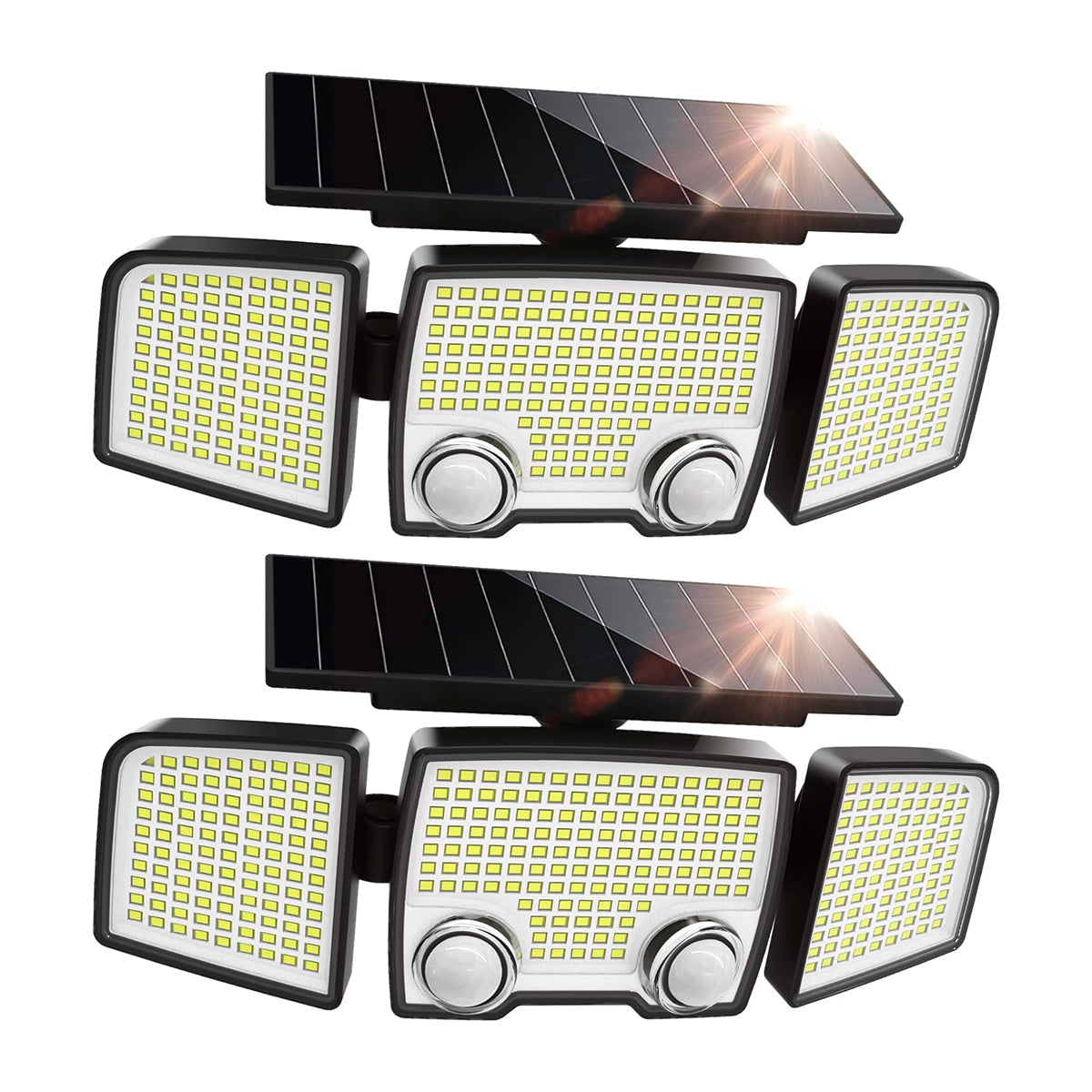 Red Deco Raylite Lot 2 Spots Solaires 3 Têtes Détecteur Jardin