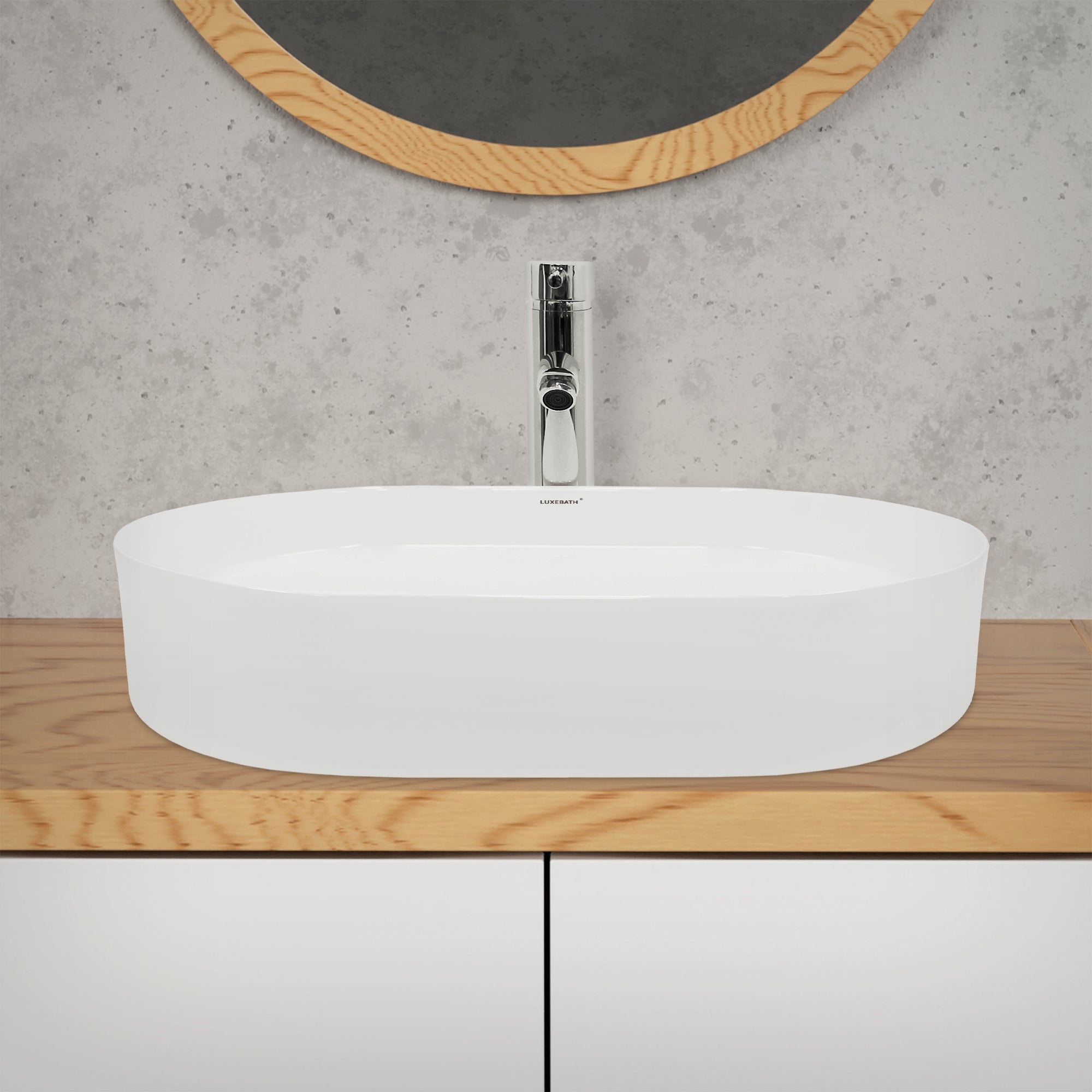 LuxeBath vasque ovale à poser 60,5 cm blanche céramique