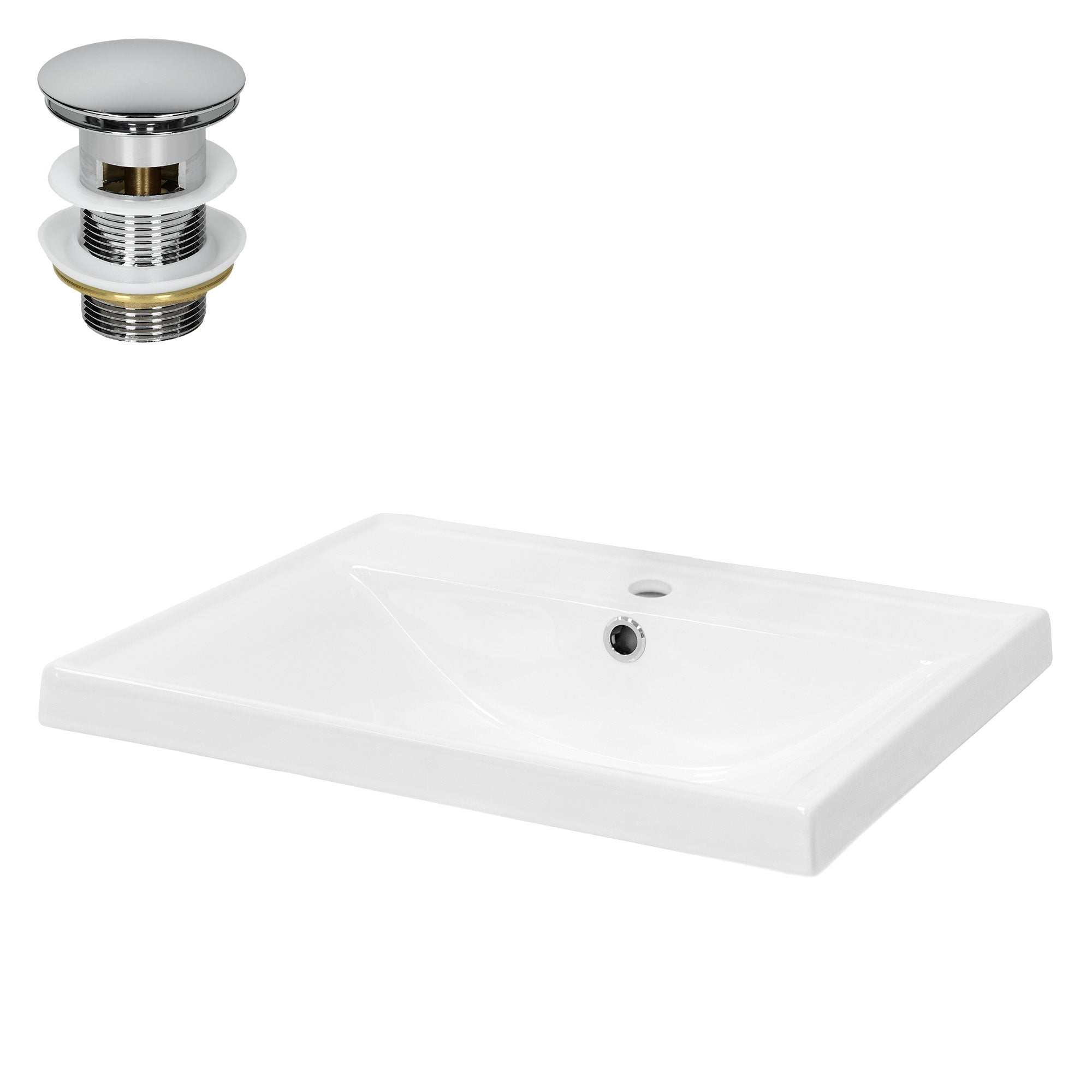 ECD Germany LuxeBath lavabo céramique blanc 51 cm avec bonde