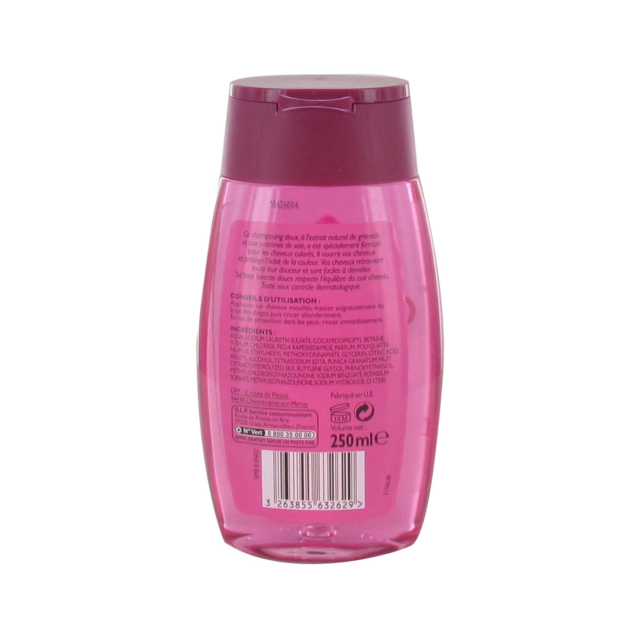 Leader Price Soins cheveux SOOA shampooing grenade 250ml colorés