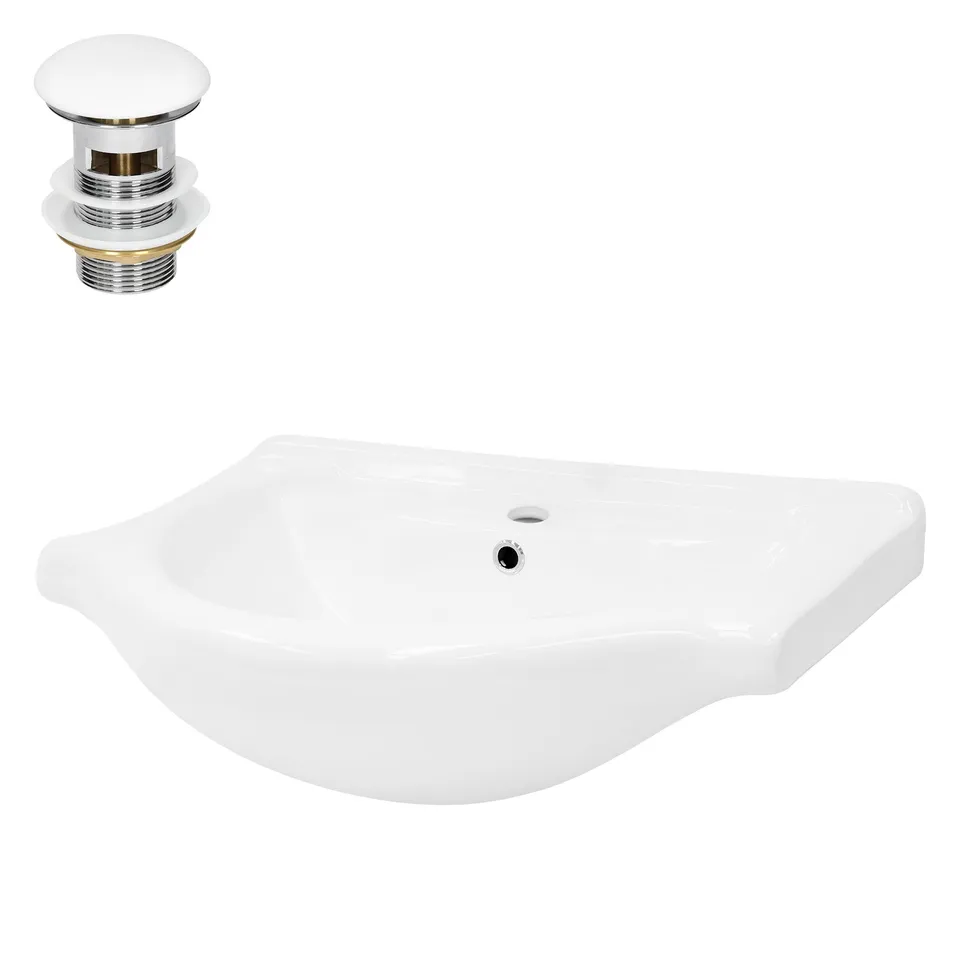 ECD Germany ML-Design lavabo céramique blanc 67,5 cm avec bonde