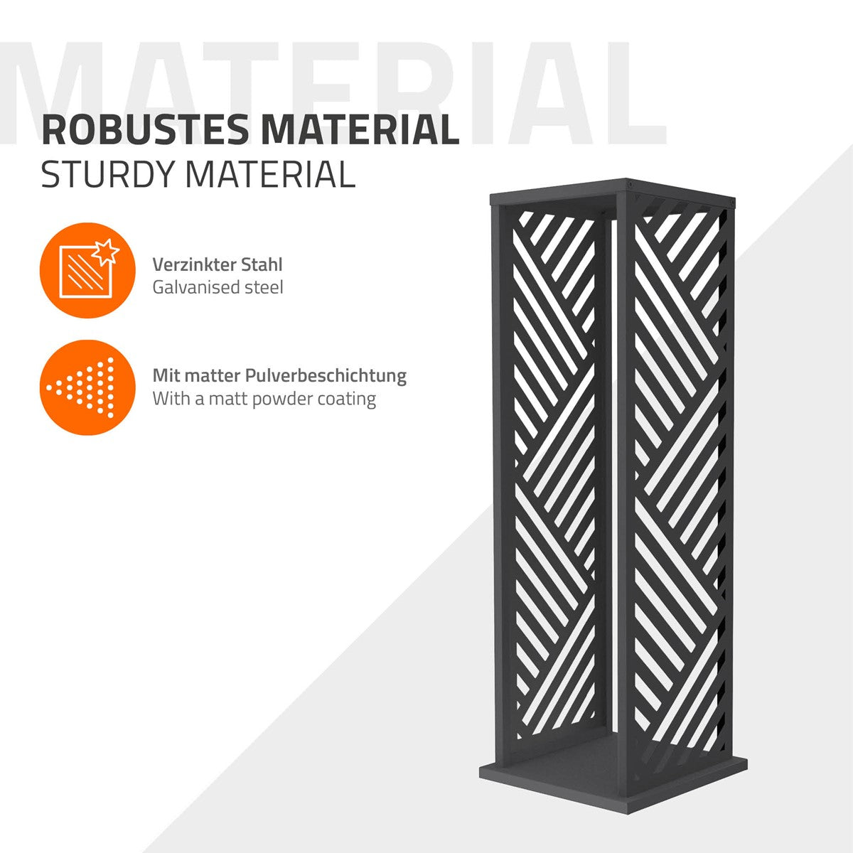 ECD Germany Garten range-bûches colonne 37,5x37,5x112 anthracite