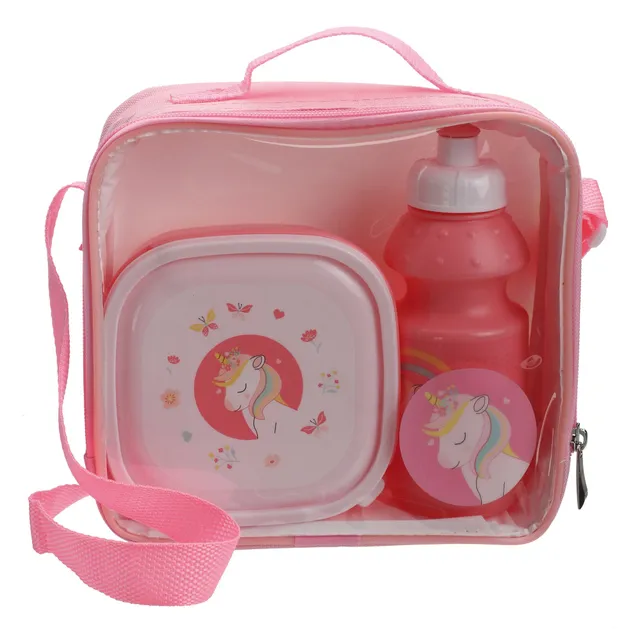 Stokomani Maison Boîte repas enfant Vert 13 cm + gourde