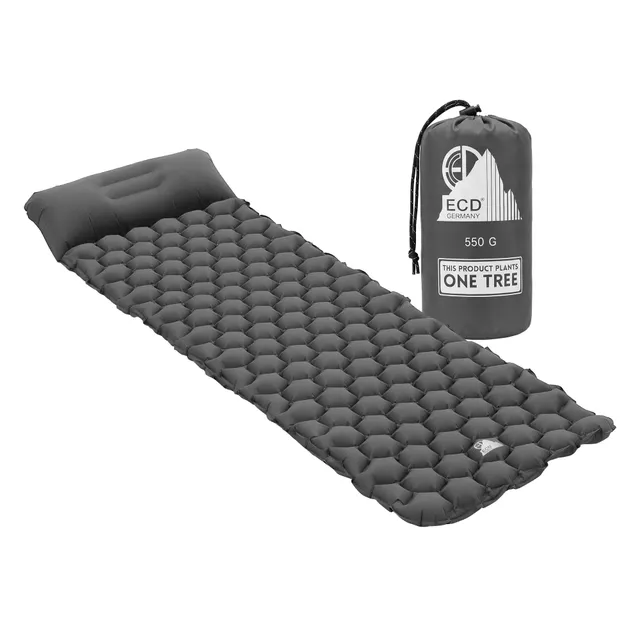 ECD Germany Matelas de camping gonflable gris oreiller intégré