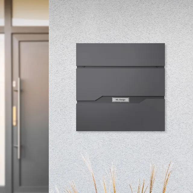 ECD Germany Boite aux lettres murale anthracite inox journal 37 cm
