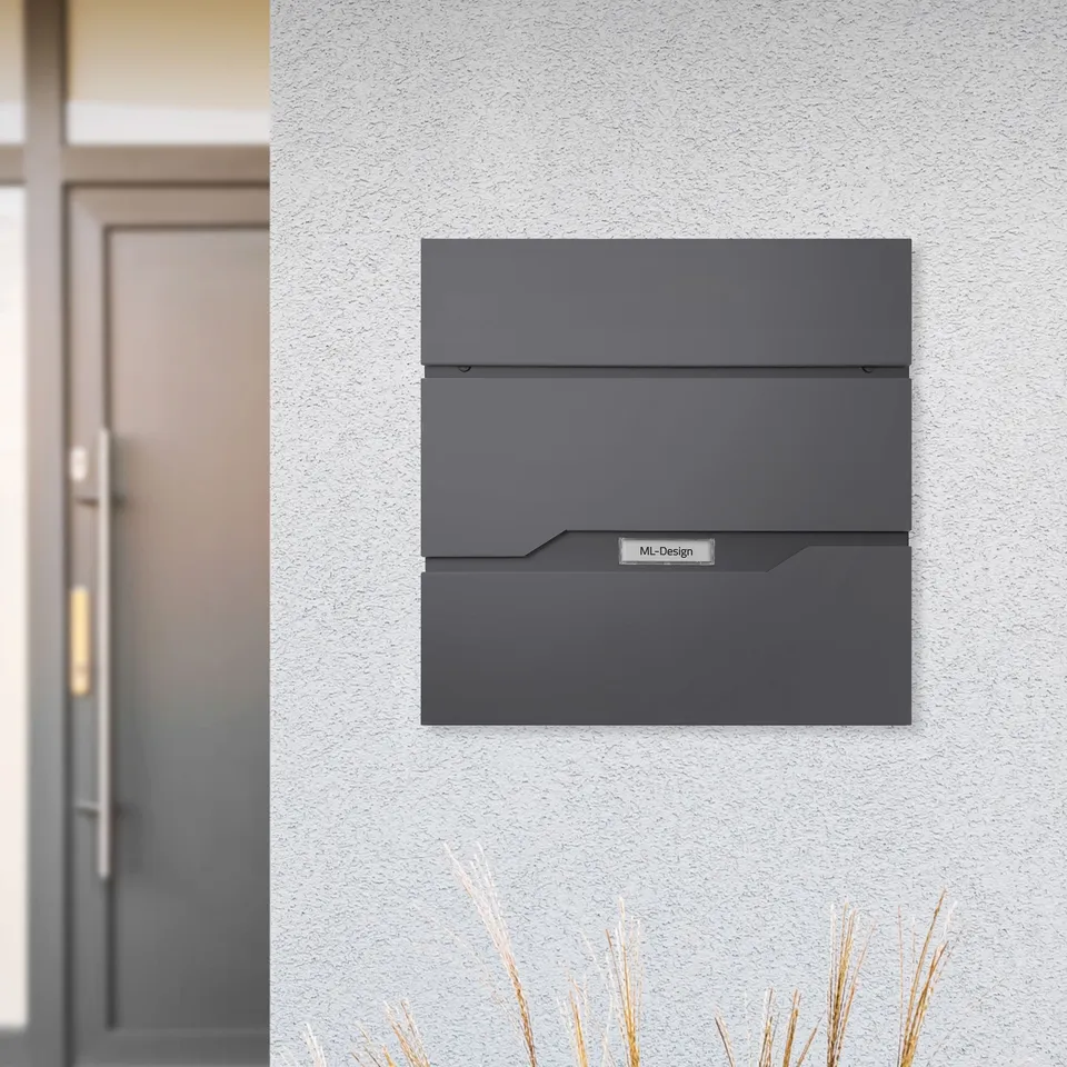 ECD Germany Boite aux lettres murale anthracite inox journal 37 cm