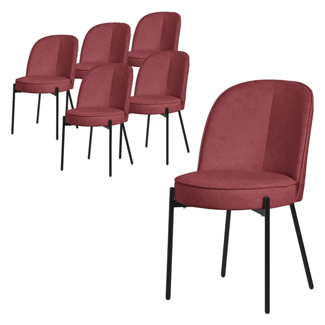ML-Design chaise salle à manger rouge lot 6 tissu