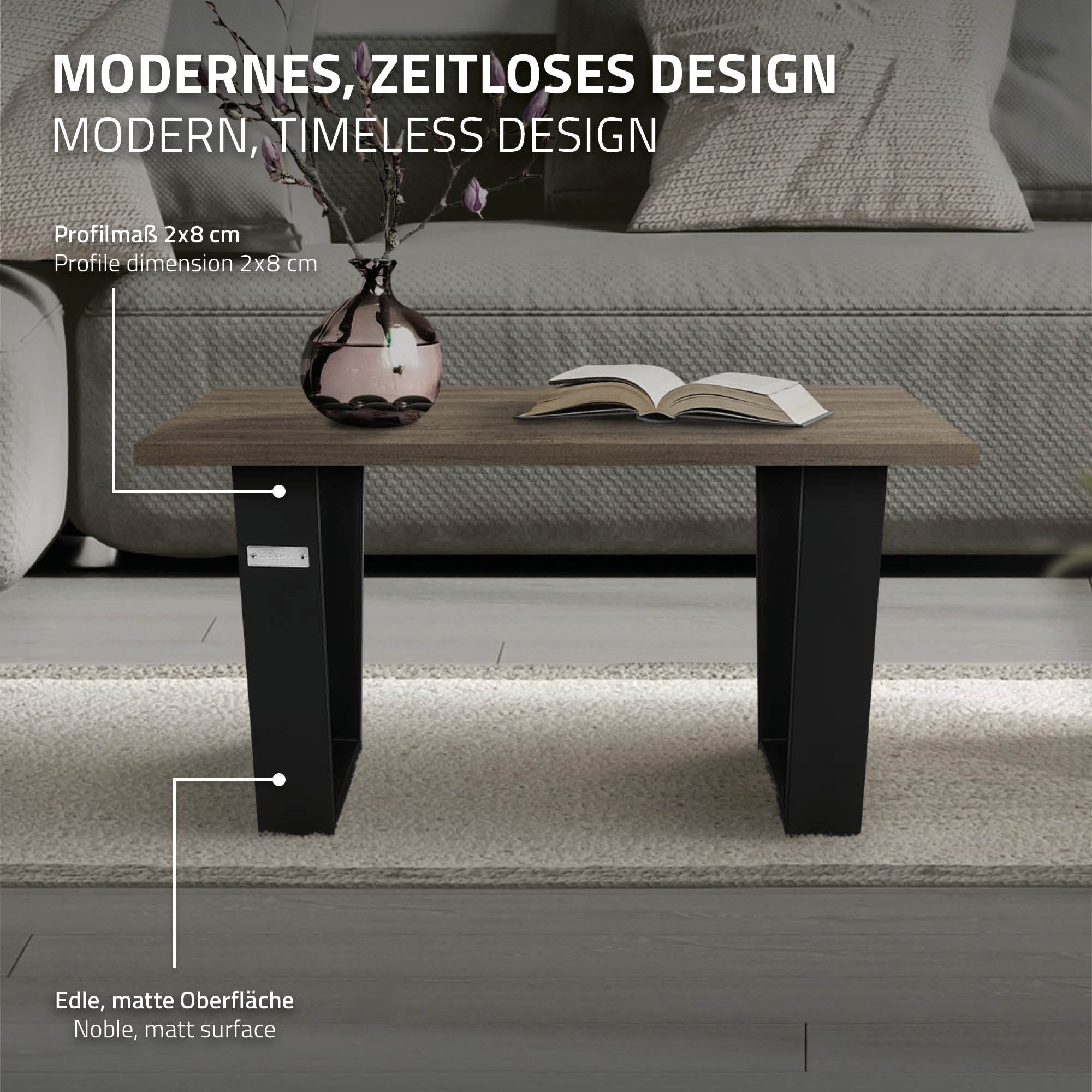 ECD Germany Möbel pieds de table acier noir V lot 2 75x72 cm