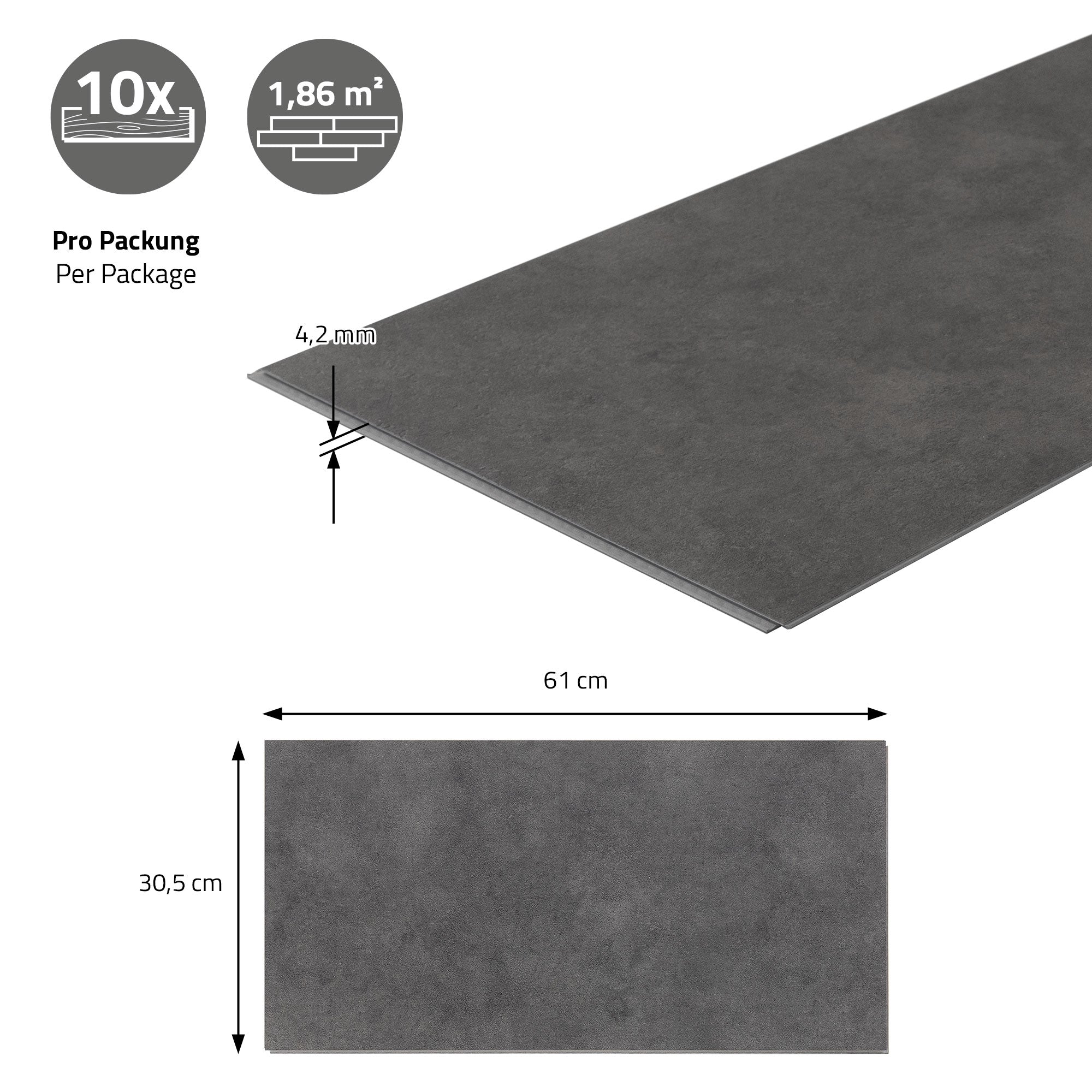 ECD Germany sol vinyle clic ciment foncé 7,44m² 40 lames