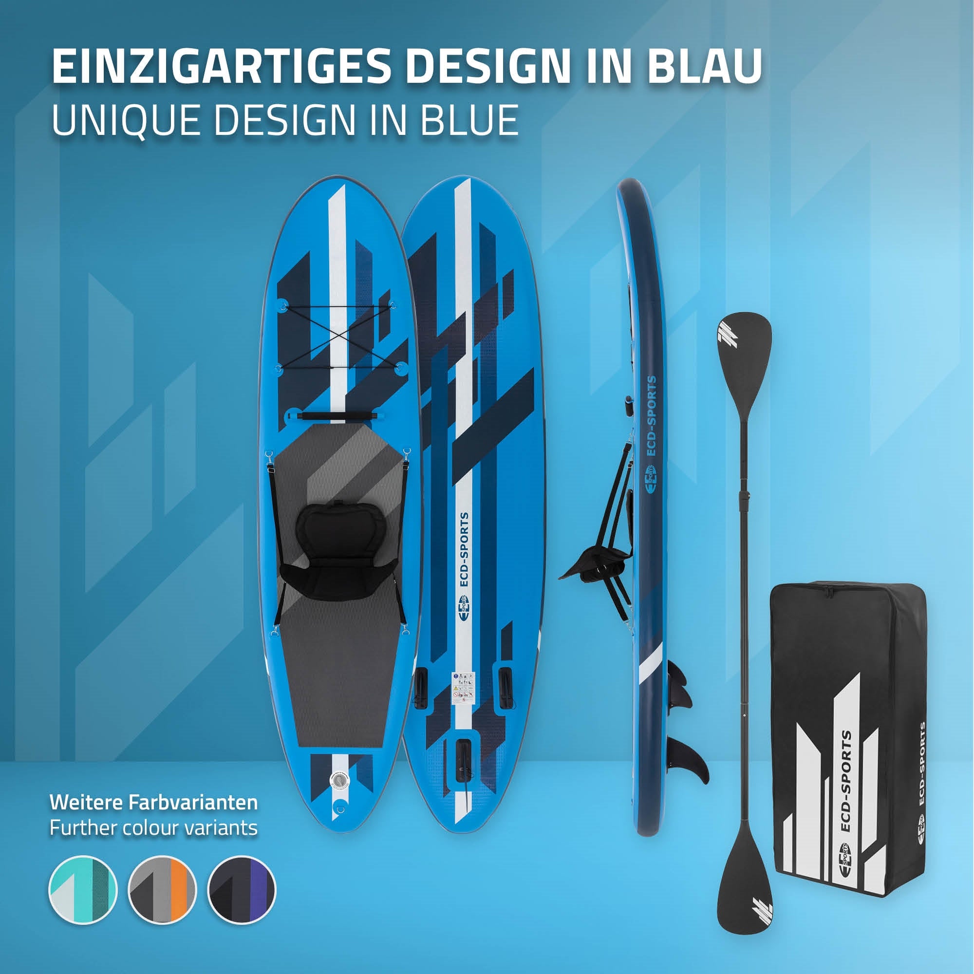 ECD Germany Paddle gonflable SUP 320 cm bleu PVC siège kayak