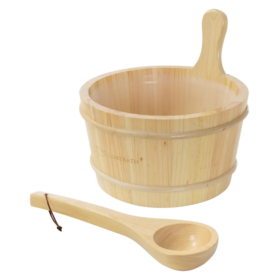 LuxeBath Sauna Seau sauna bois pin 4 L lot 2 pièces