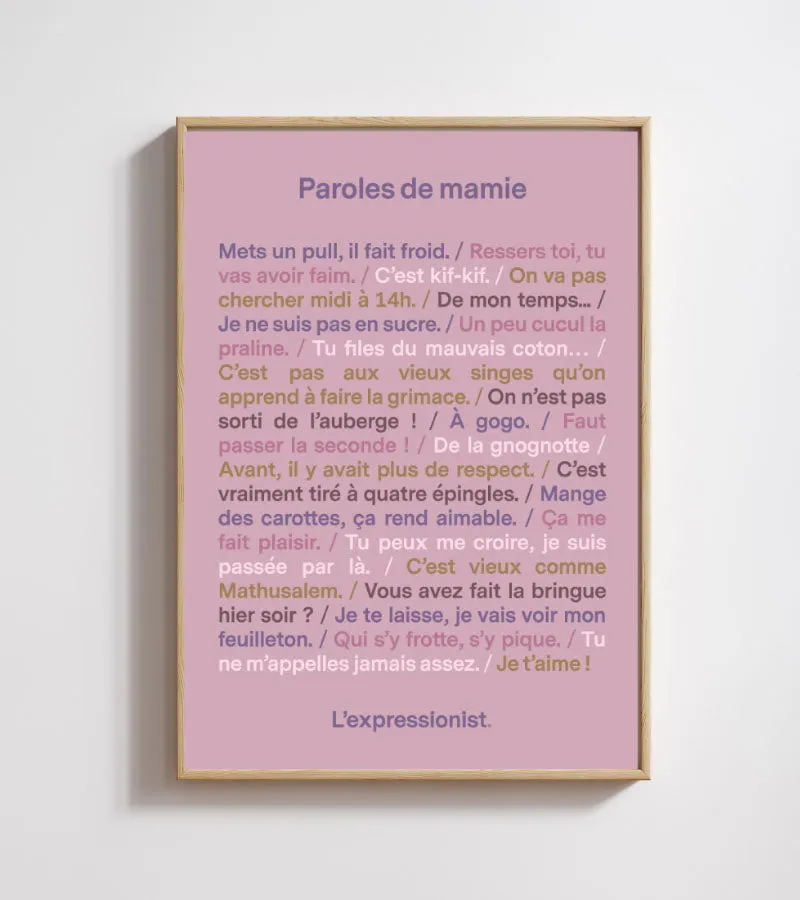 L'avant gardiste Déco murale poster Paroles de mamie humour