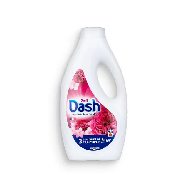 Dash 2 en 1 lessive liquide 25 doses jasmin rose