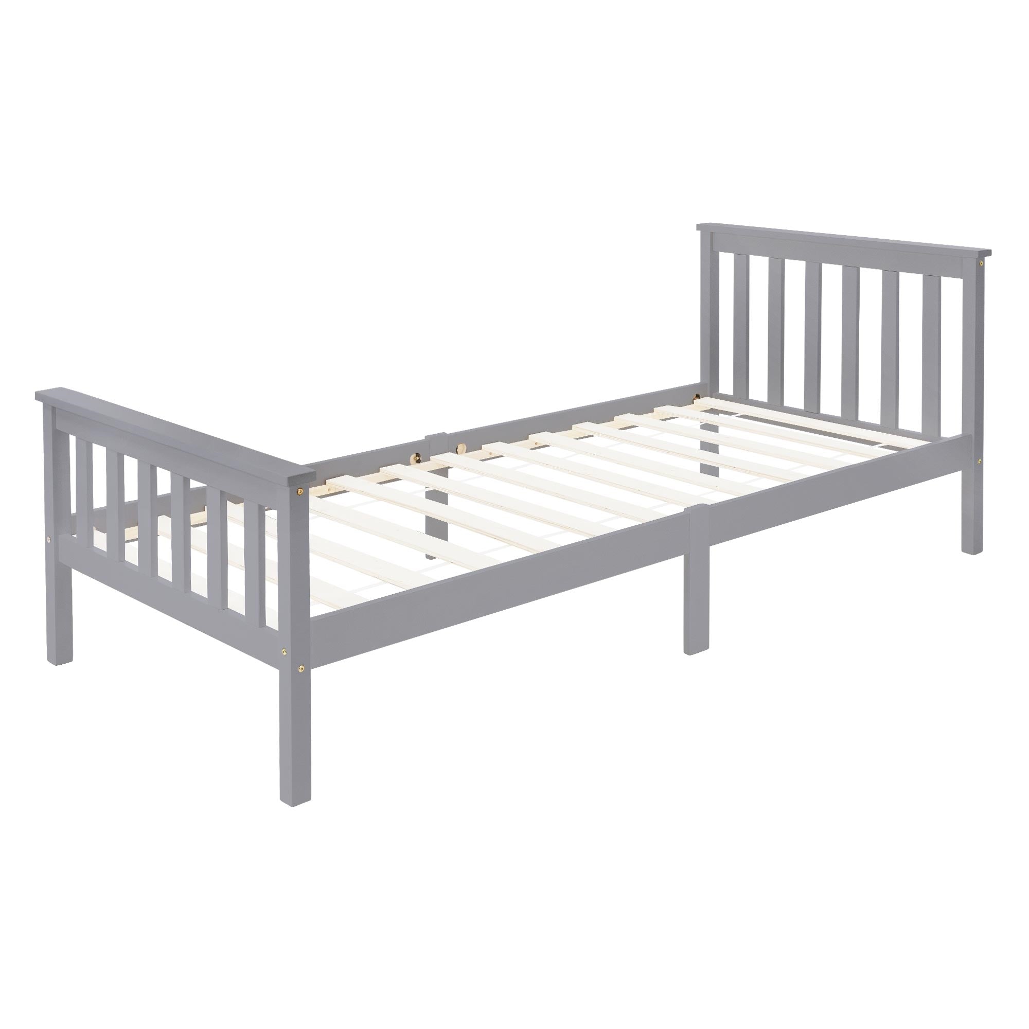 ECD Germany Möbel lit pin 90x200 lattes gris clair