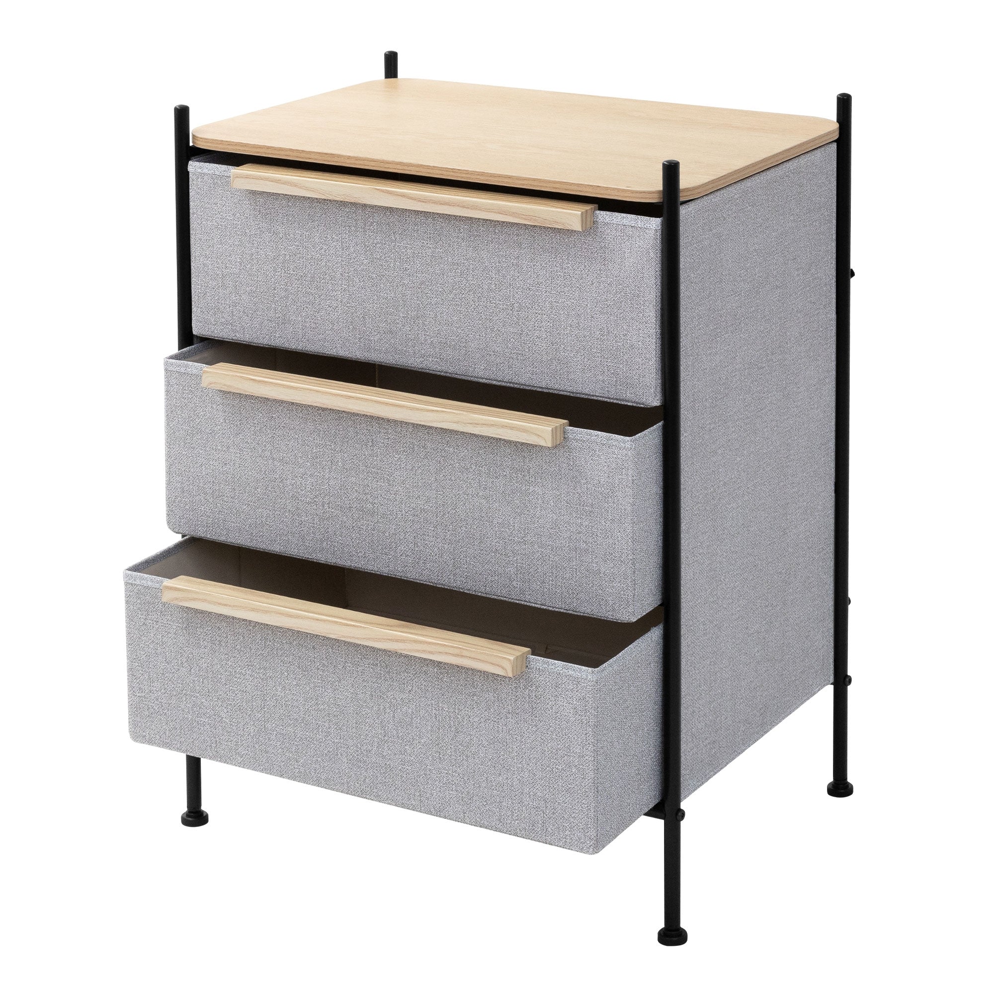 ML-Design commode 58x78 cm chêne 3 tiroirs tissu