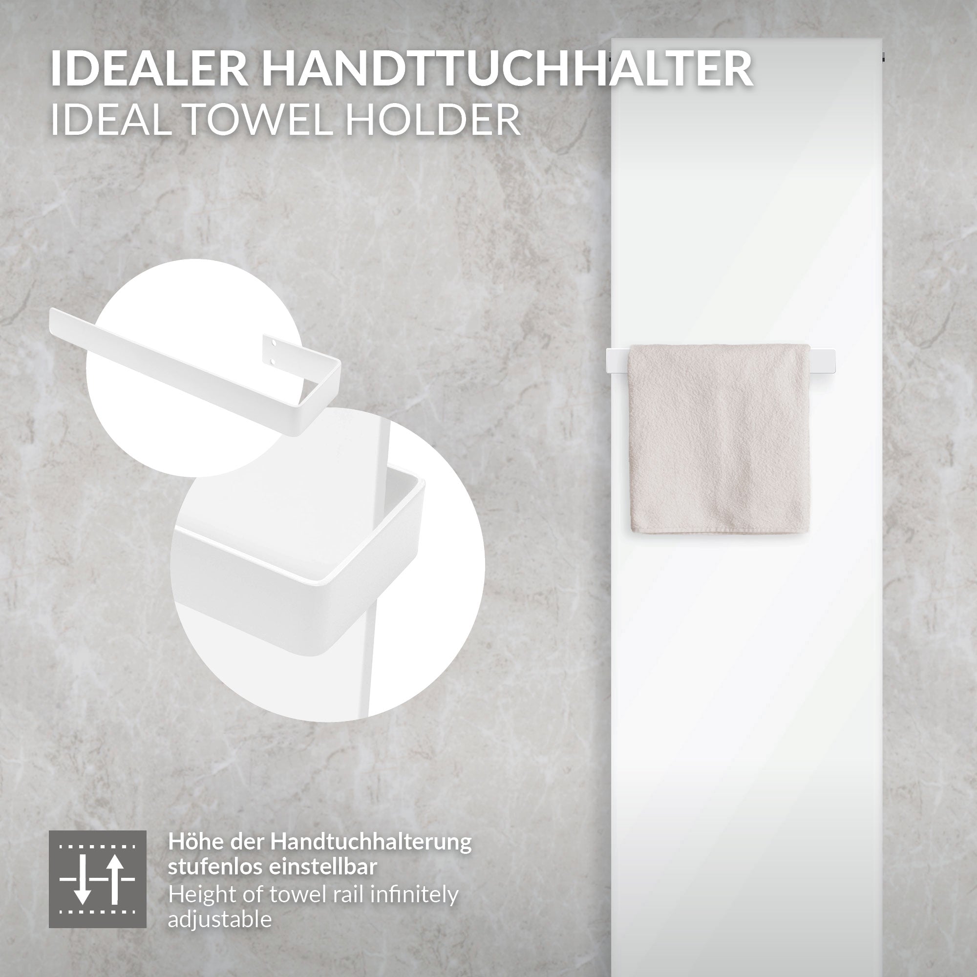 ECD Germany porte-serviettes mural acier blanc 38 cm LuxeBath