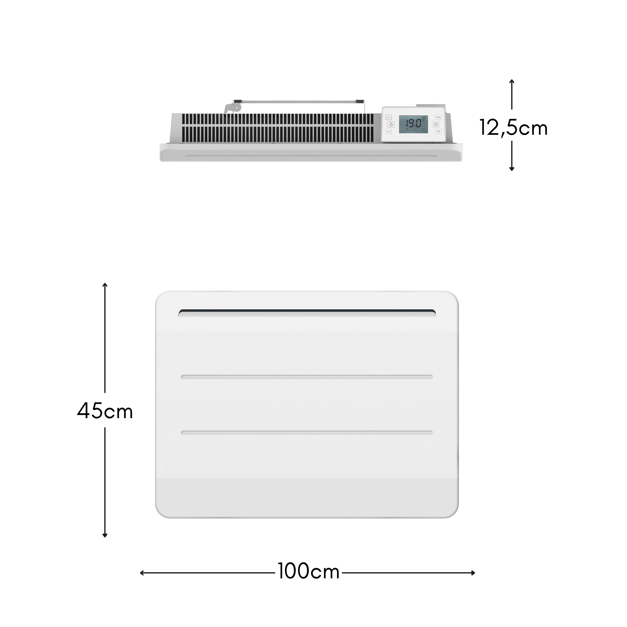 Kalia Tana radiateur inertie fonte 2000W mural blanc LCD