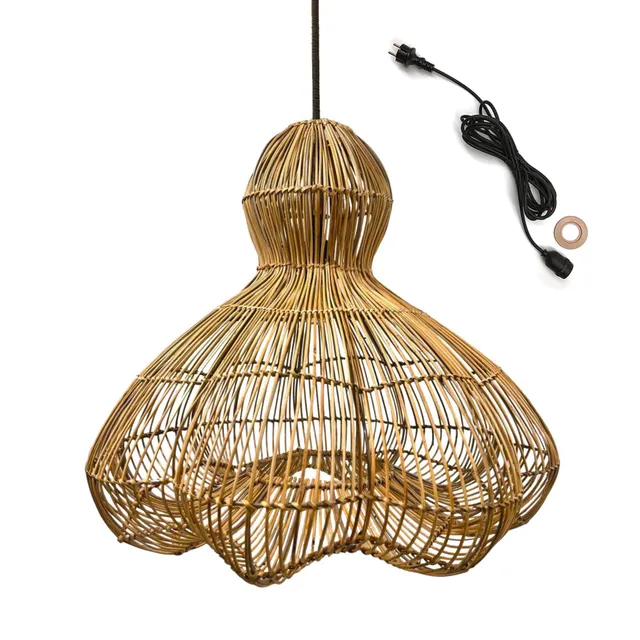 Red Deco Ronda Outdoor suspension rotin E27 câble 5m