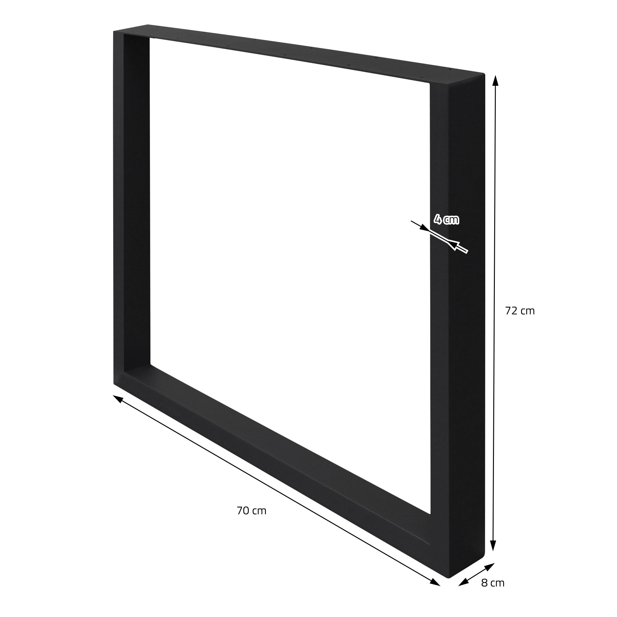 ECD Germany Möbel pieds de table 70x72 cm noir acier lot de 2