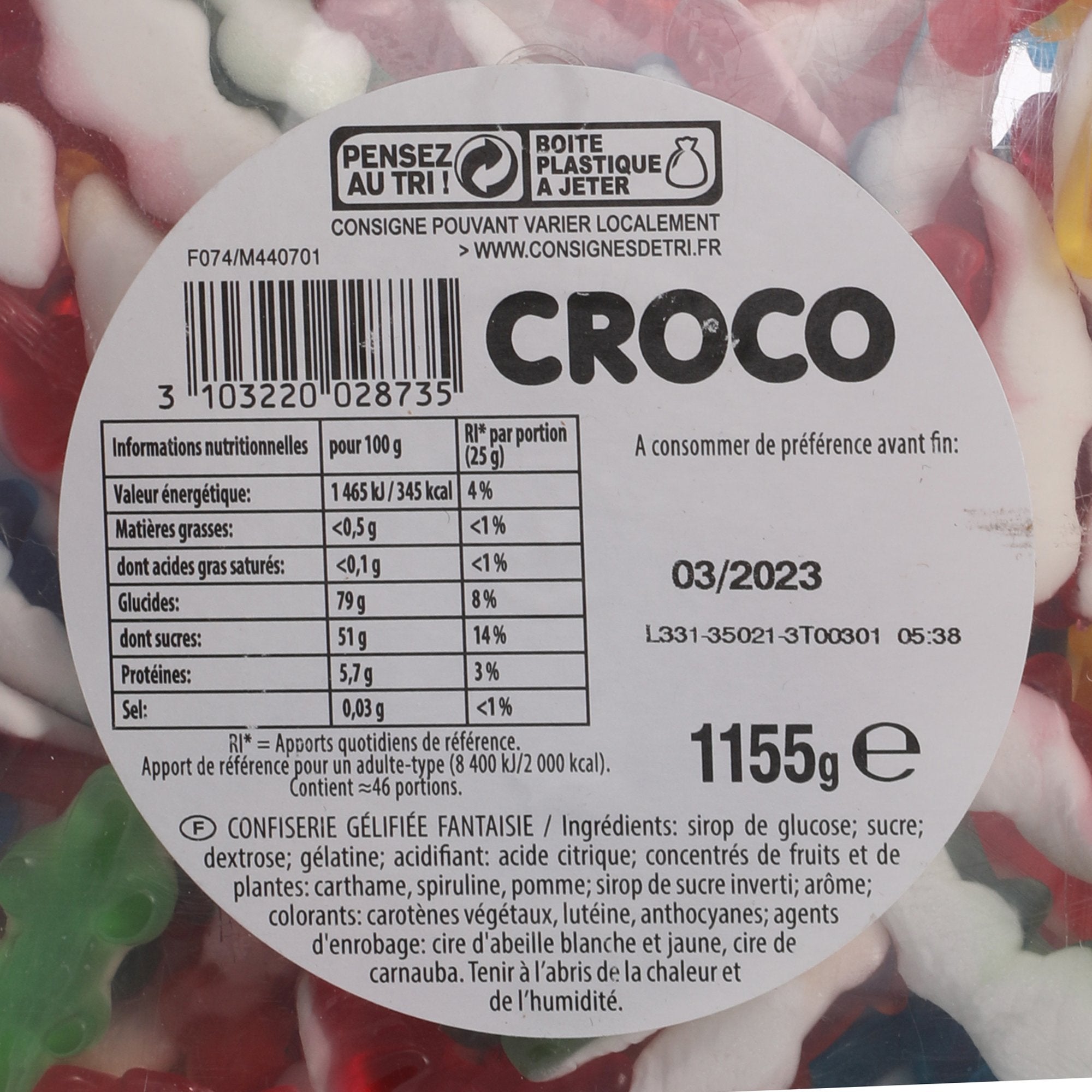 Stokomani Épicerie Bonbons crocodiles 1kg fruités