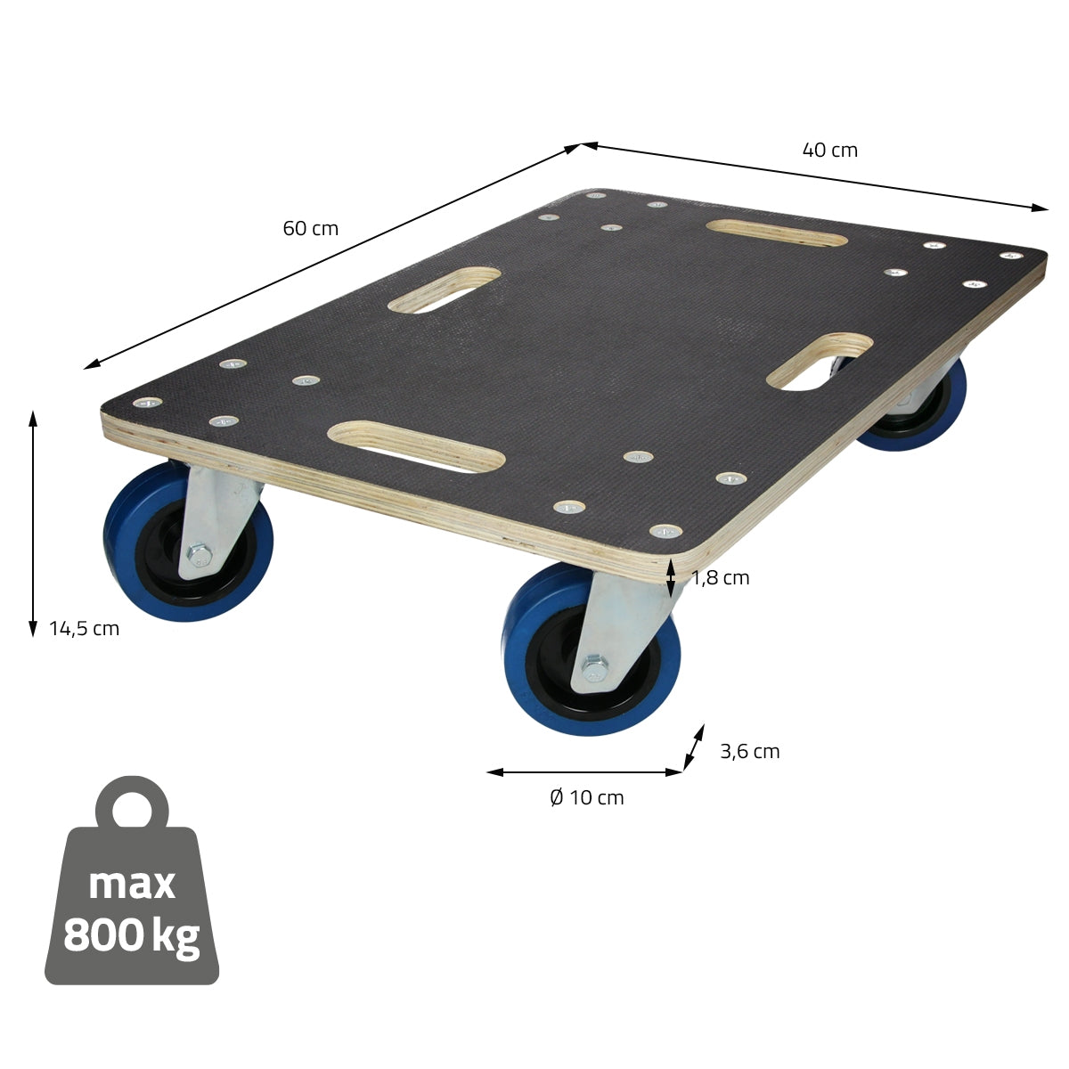 ECD Germany plateau roulant 40x60 cm multiplex 800 kg