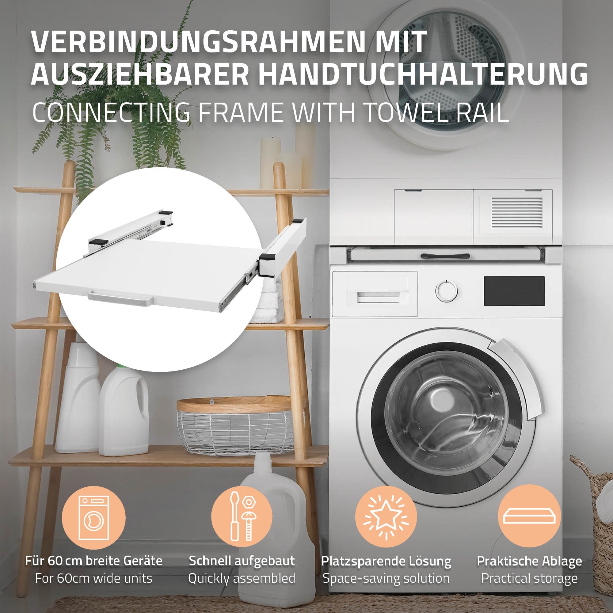 ECD Germany Möbel cadre superposition 60x60 blanc avec tablette