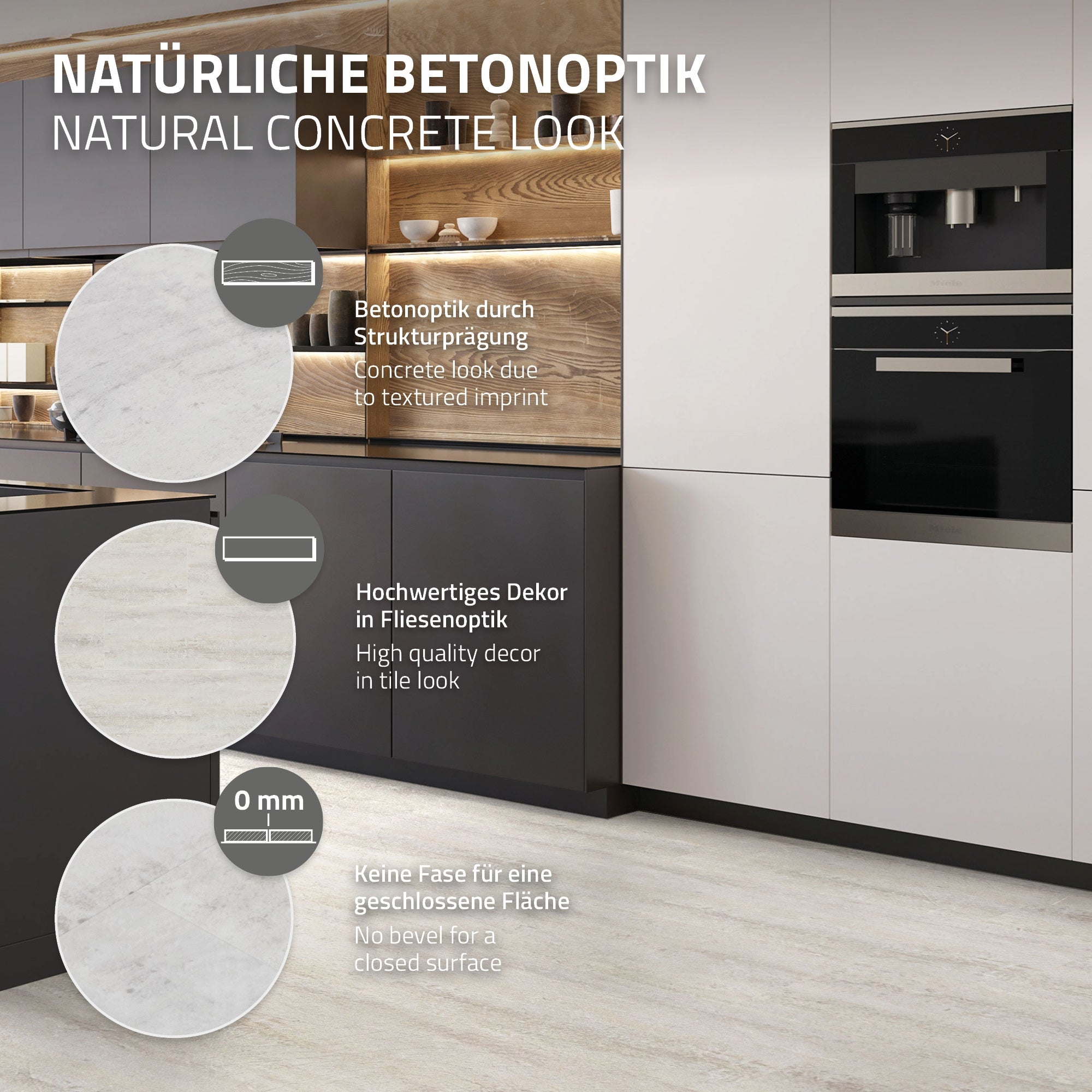 ML-Design Sol vinyle adhésif ciment clair 61x30,5 cm 16,7 m²