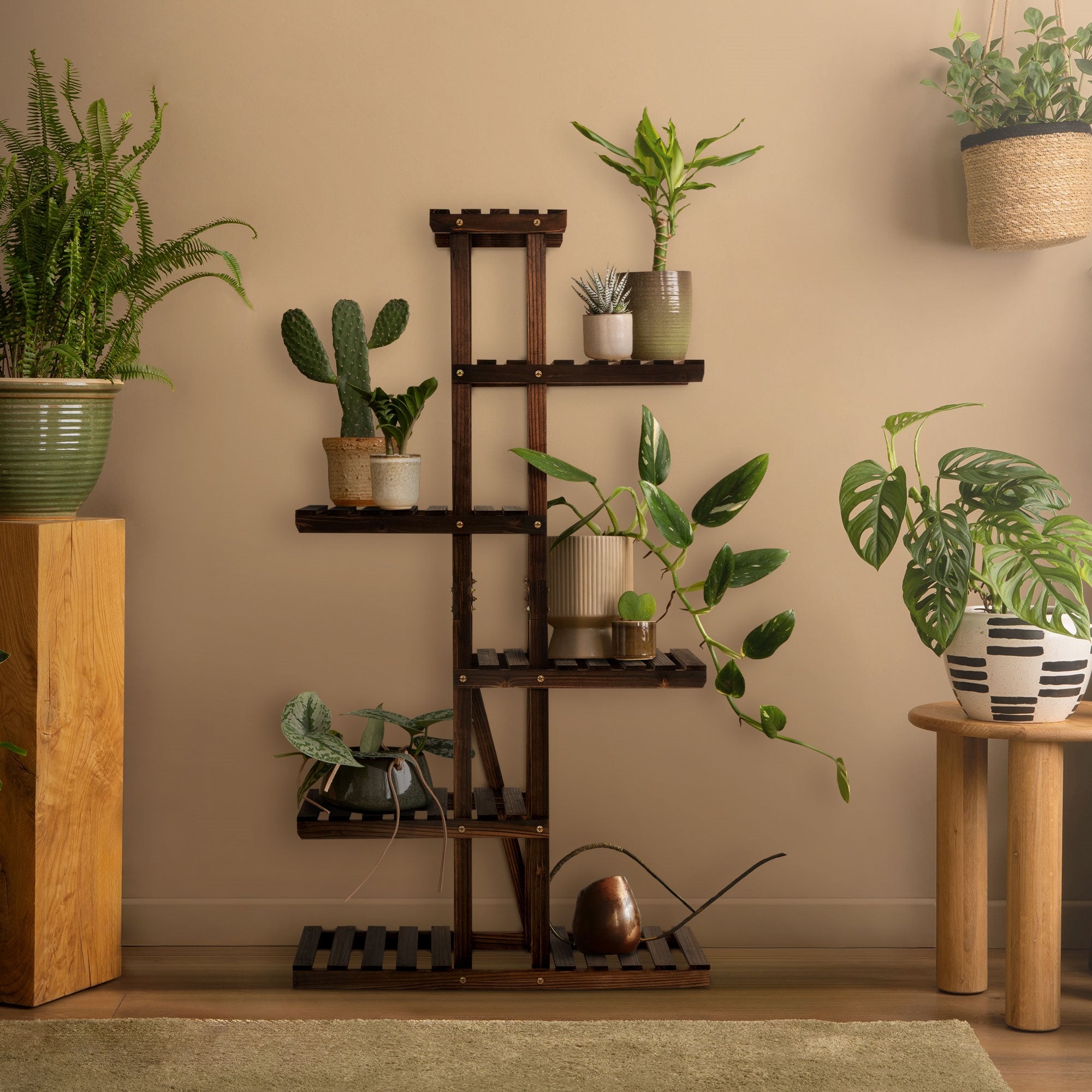 ECD Germany Garten étagère plantes bois 75cm 6 niveaux