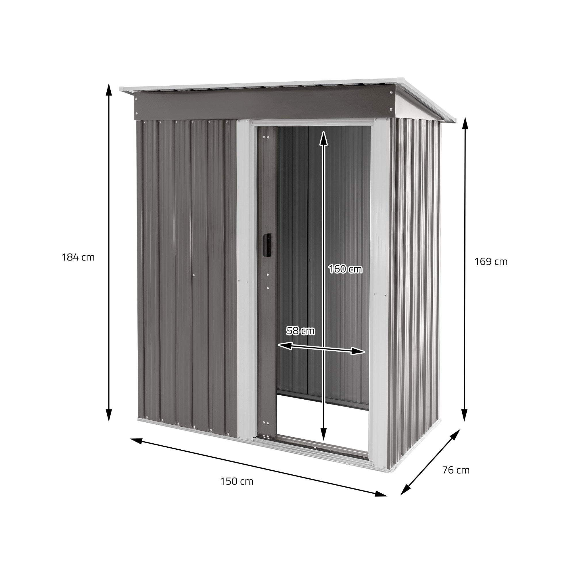 ECD Germany Garten abri jardin 150x184x76 cm métal gris clair