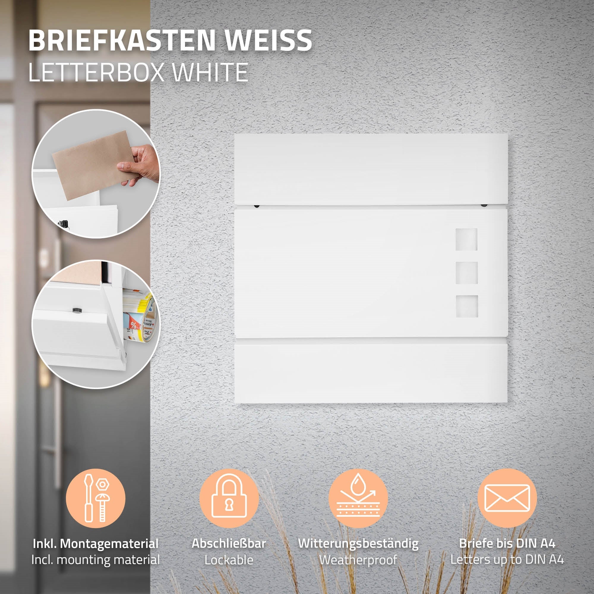 ECD Germany Modèle 6 boîte aux lettres sur pied blanc 37 cm