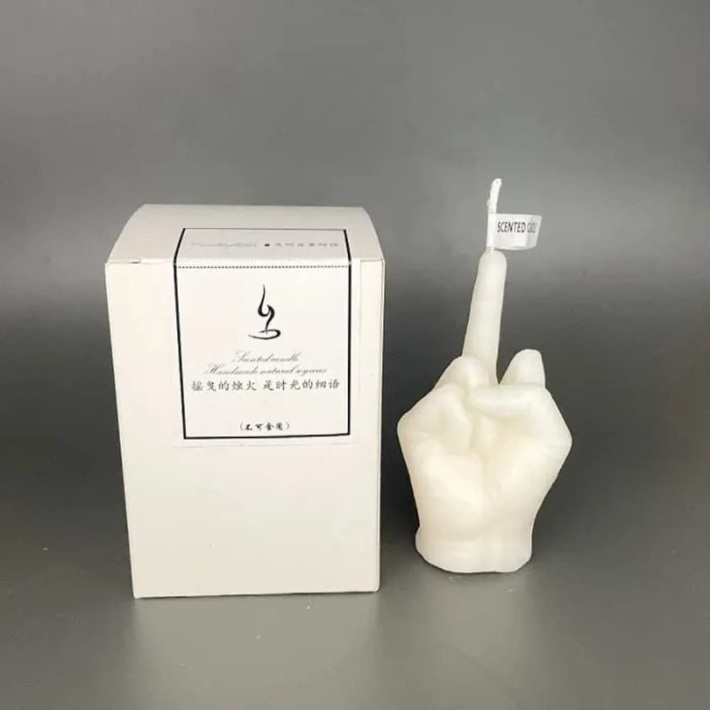 Shop-Story Maison Bougie Doigt d'Honneur blanche parfumée soja