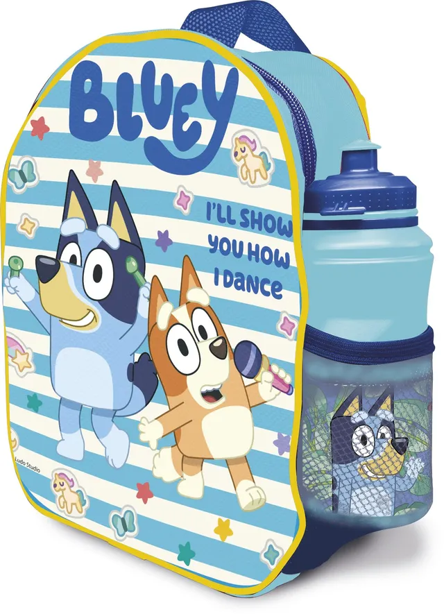 Bluey Sac à dos enfant avec gourde 390 ml bleu