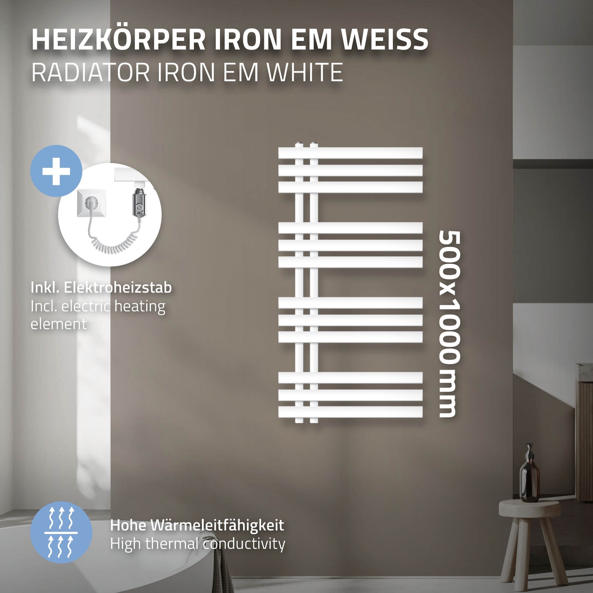 ECD Germany sèche-serviettes électrique blanc 500x1000 mm 600W