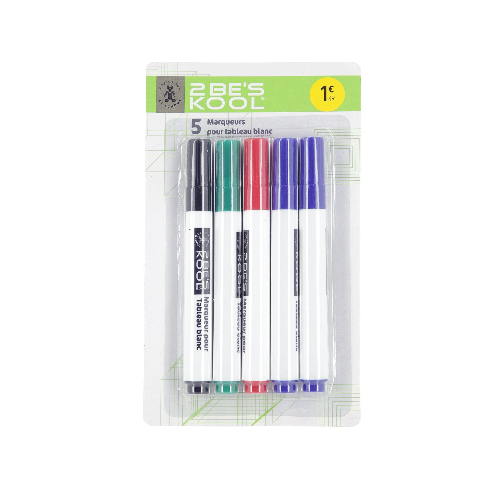 Stokomani Scolaire 5 marqueurs tableau blanc effaçables