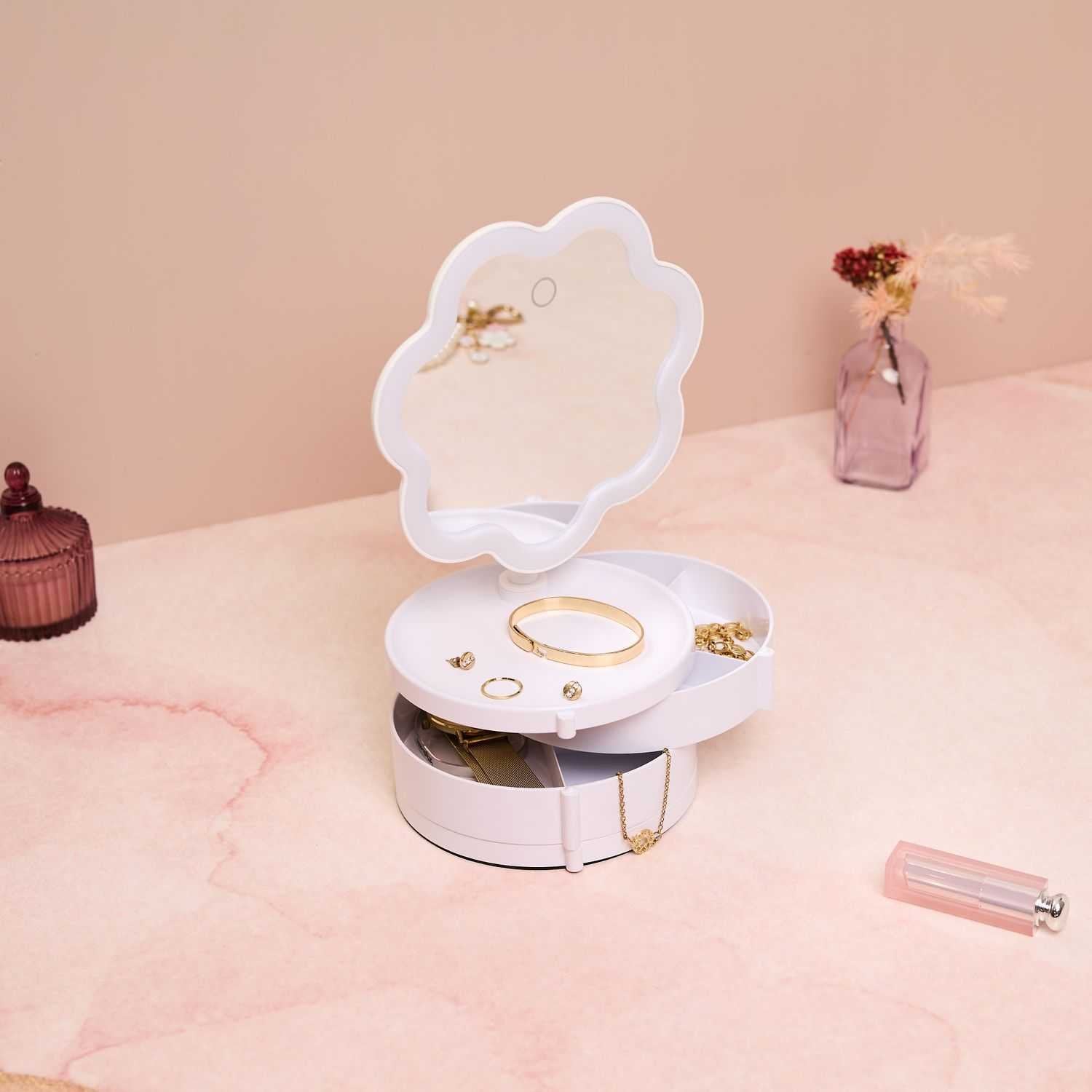 Miroir Nuage LED avec Rangement Coiffeuse Beauté