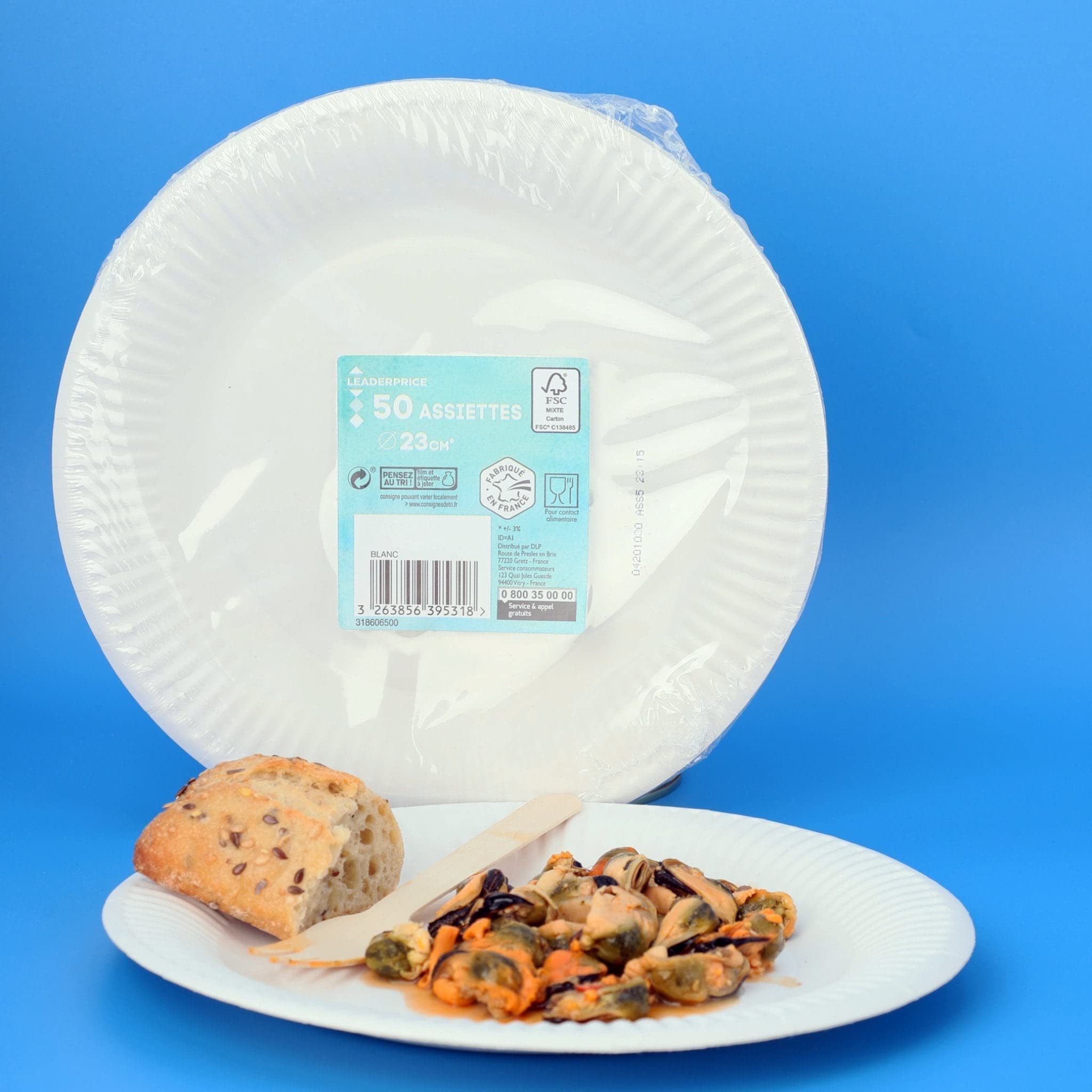 Leader Price Assiettes carton 23 cm x50 jetables rondes