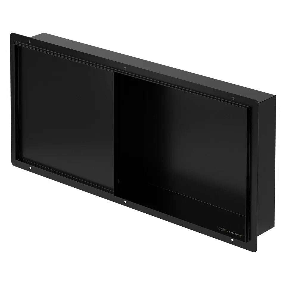 LuxeBath niche de douche inox noire 60x30x10 cm porte