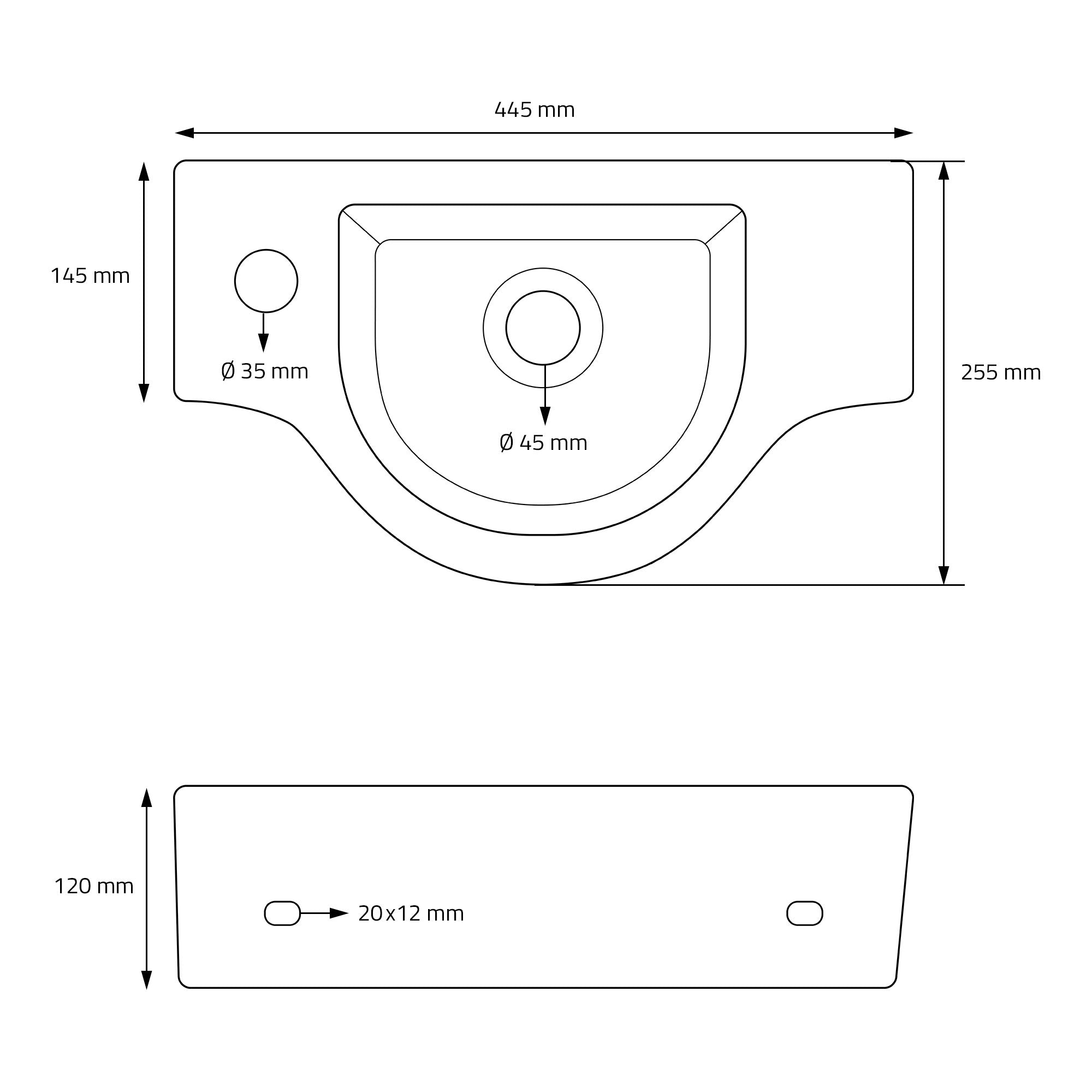 ML-Design lavabo céramique 44,5x25,5 blanc sans trop-plein