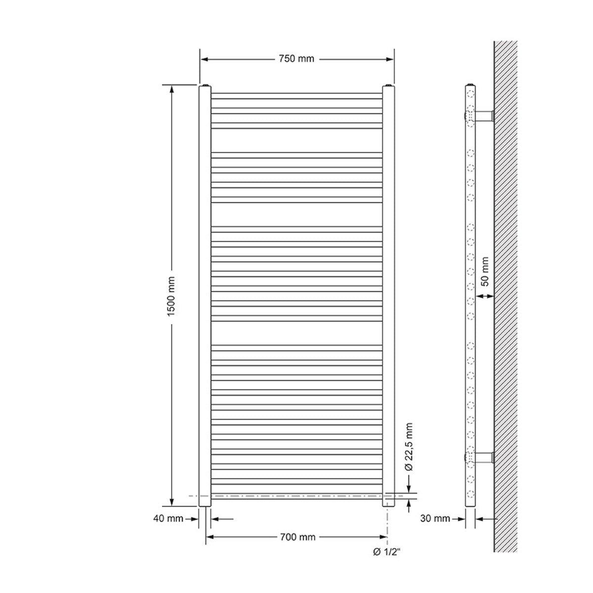 ECD LuxeBath Sèche-serviette électrique blanc 1200W 75x150 cm