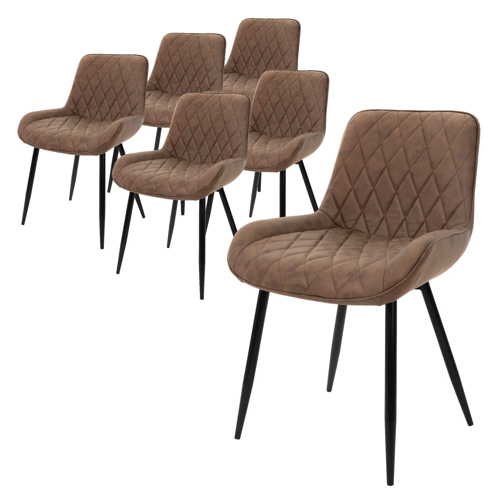 ECD Germany Möbel lot 6 chaises marron capitonnées