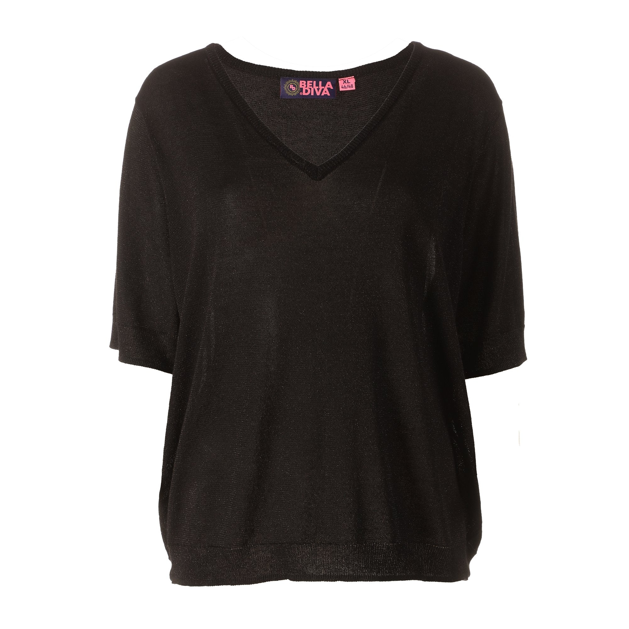 Stokomani Mode pull maille noir manche courte XL