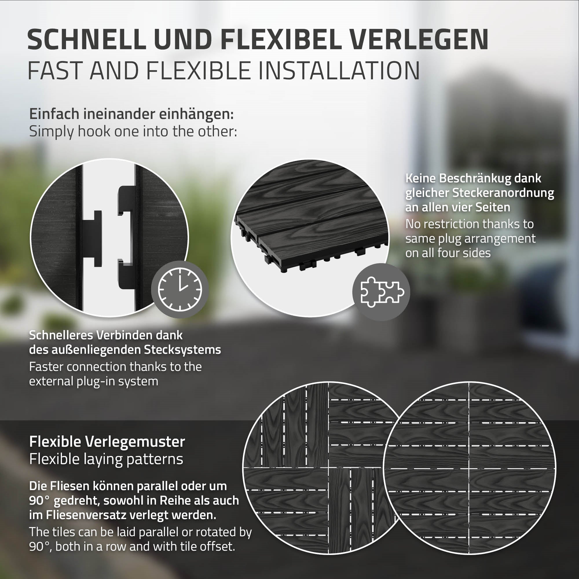 ECD Germany Dalles Terrasse WPC Anthracite 30x30 cm Lot 55