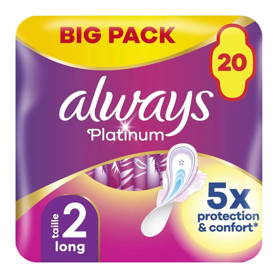 Always Platinum serviettes hygiéniques ailettes taille 2 x20