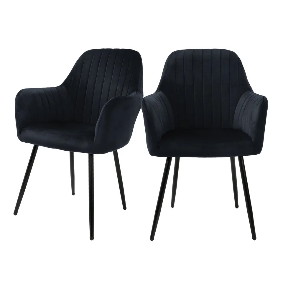ECD Germany Möbel chaise salle à manger velours noir lot de 2