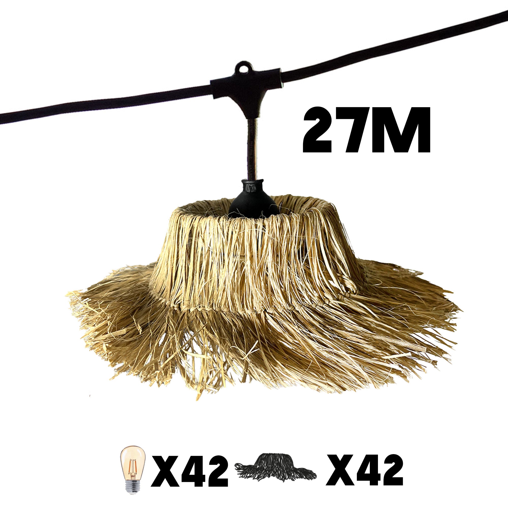 Red Deco Tahiti Light guirlande 27m 42 LED paille bohème