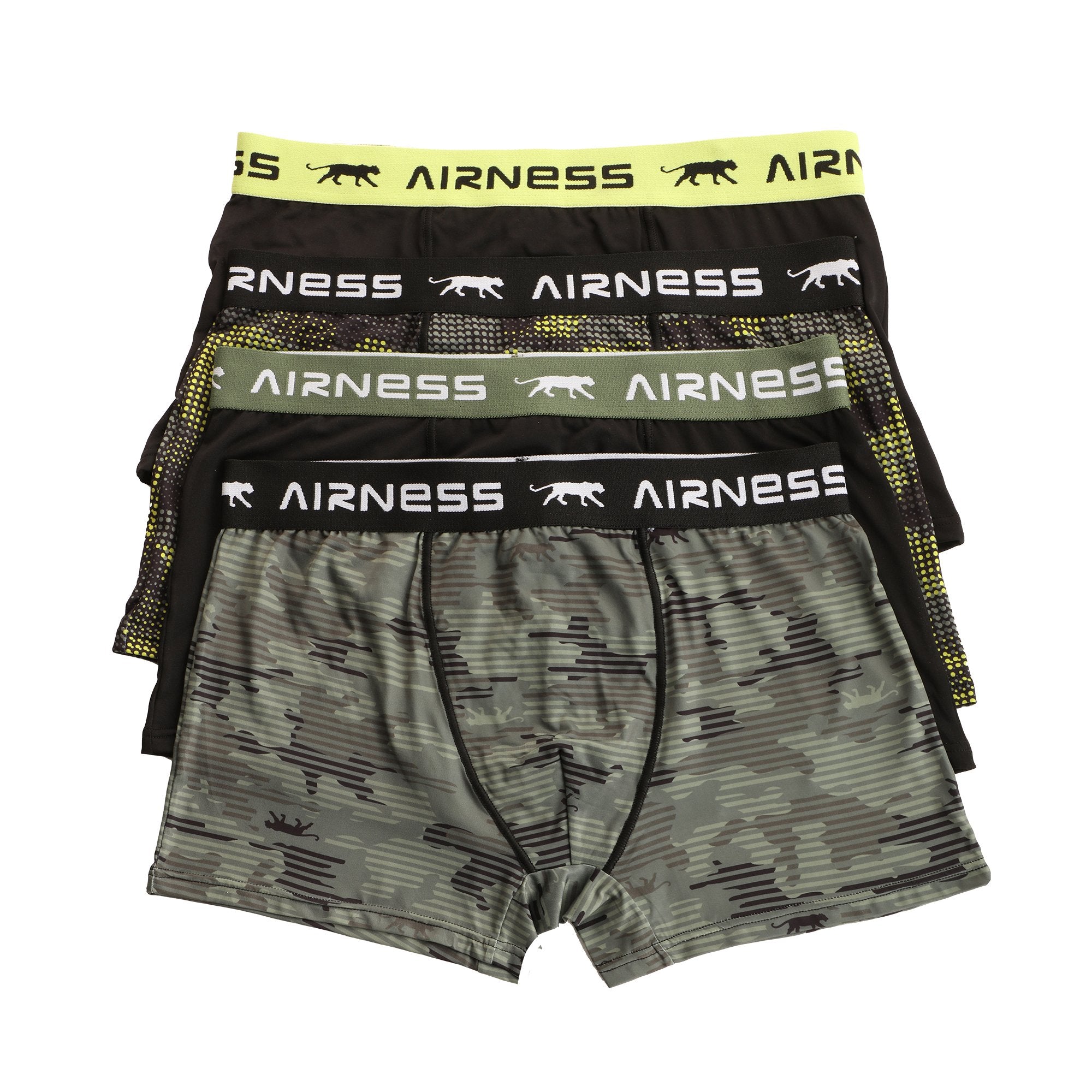 Airness Lot 4 Boxers Vert Homme Sous-Vêtement Coton