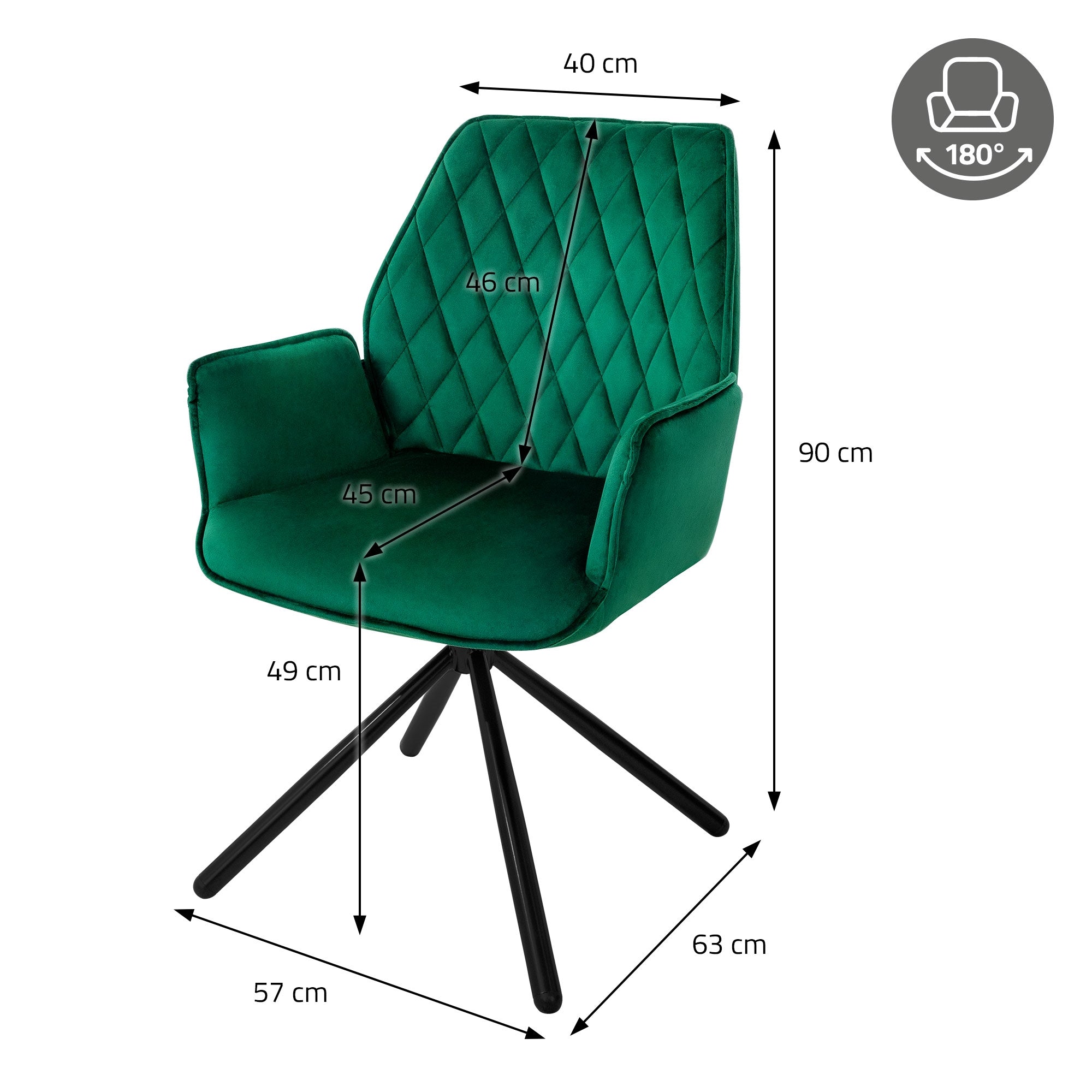 ECD Möbel ML-Design chaise pivotante vert foncé velours