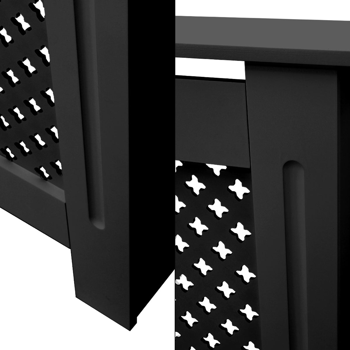 ECD Germany cache radiateur MDF noir 112x19x82 cm losange