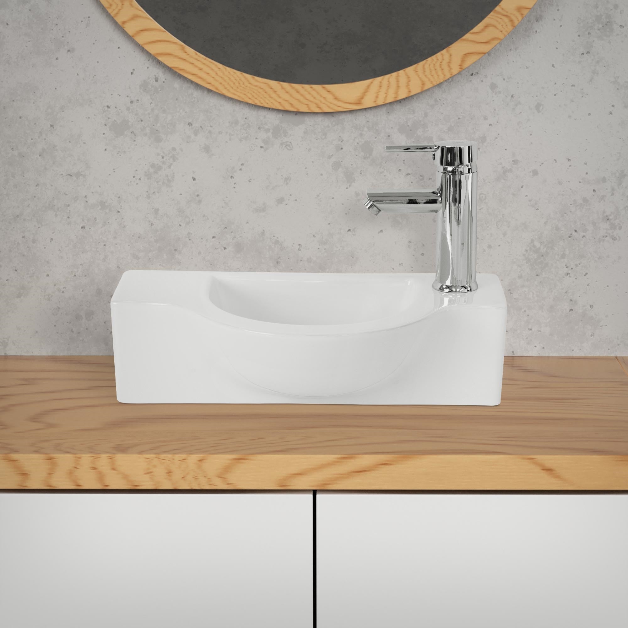ECD Germany Sanitär Vasque blanche 44,5 cm céramique sans trop-plein
