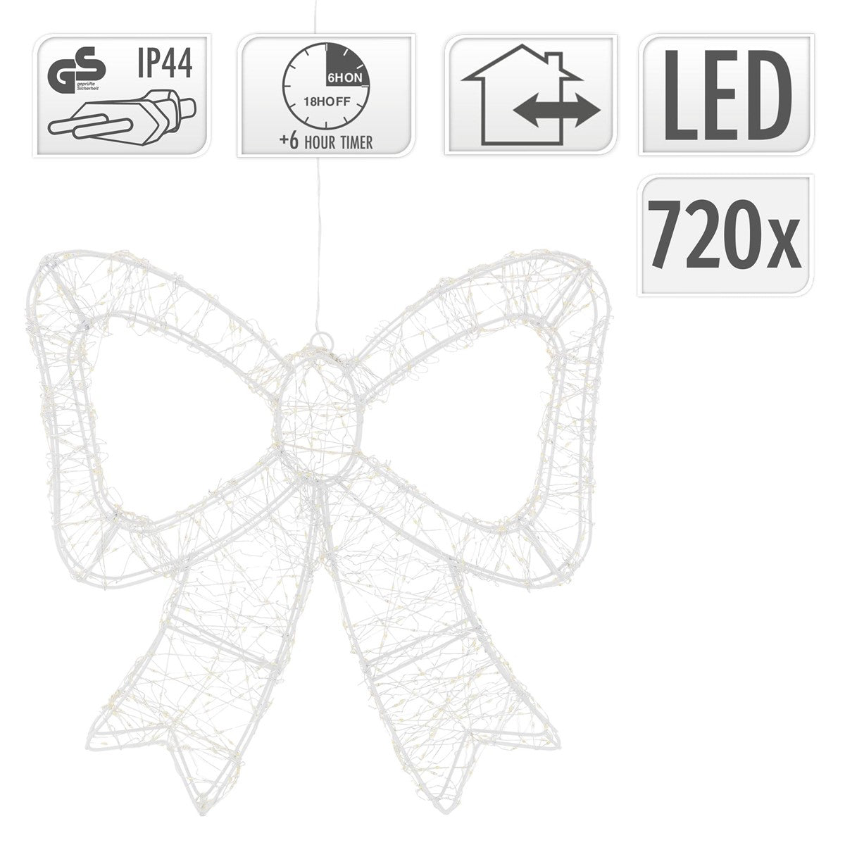 ECD Germany boucle Noël LED blanc chaud 37x33 cm métal IP44